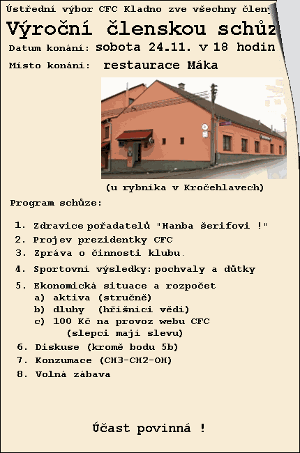 Pozvánka na schůzi