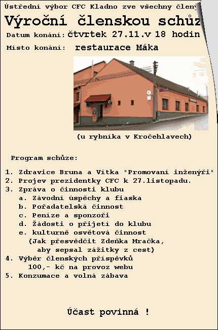 Pozvánka na schůzi
